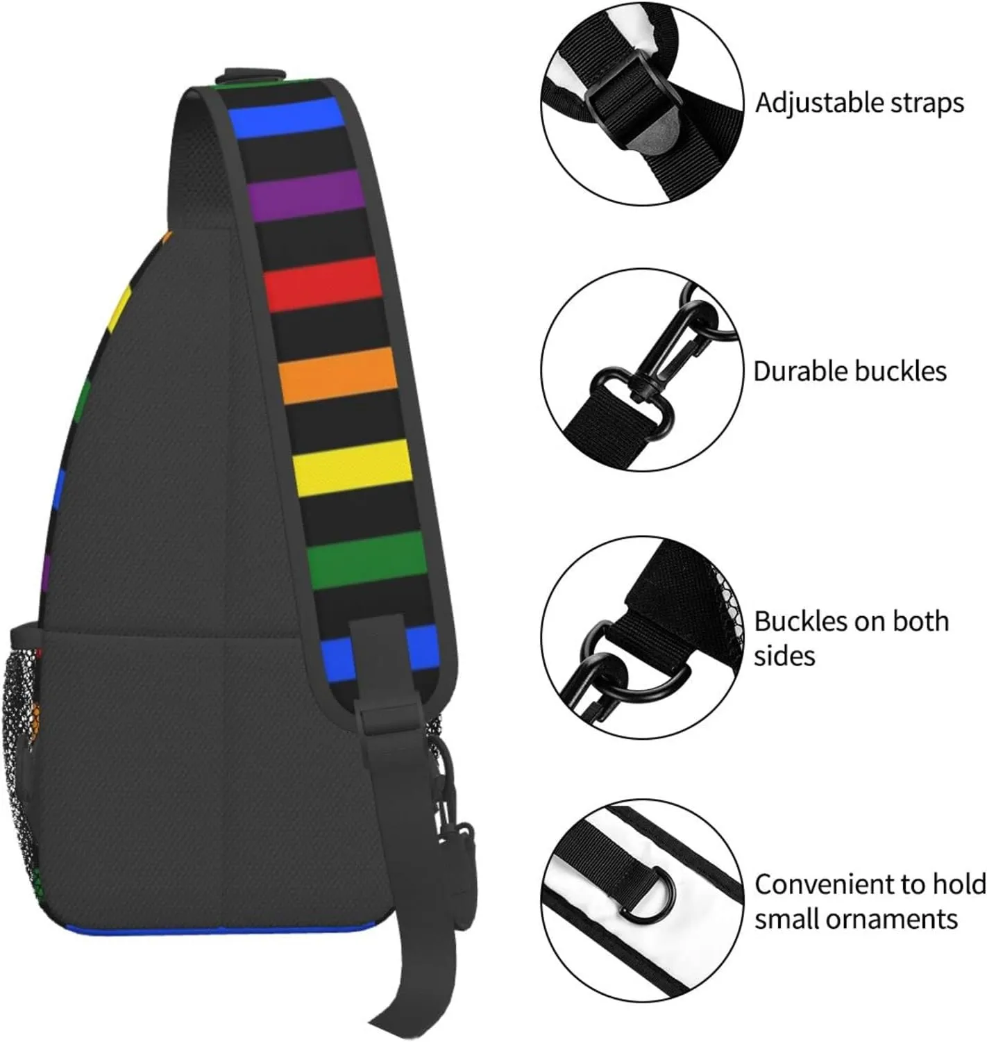 LGBT Gay Pride Sling Bag,Multipurpose Crossbody Backpack Shoulder Chest Bag for Women Men Travel Hiking Daypack