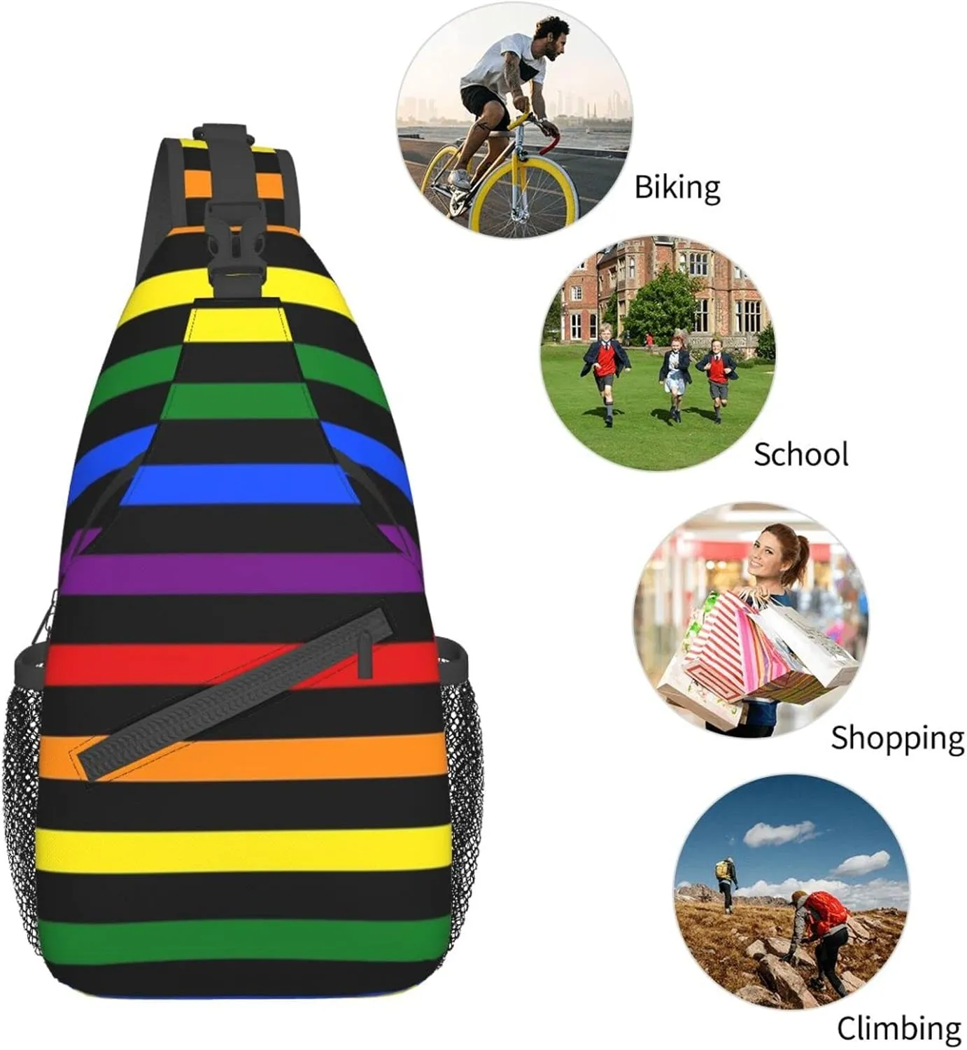 LGBT Gay Pride Sling Bag,Multipurpose Crossbody Backpack Shoulder Chest Bag for Women Men Travel Hiking Daypack
