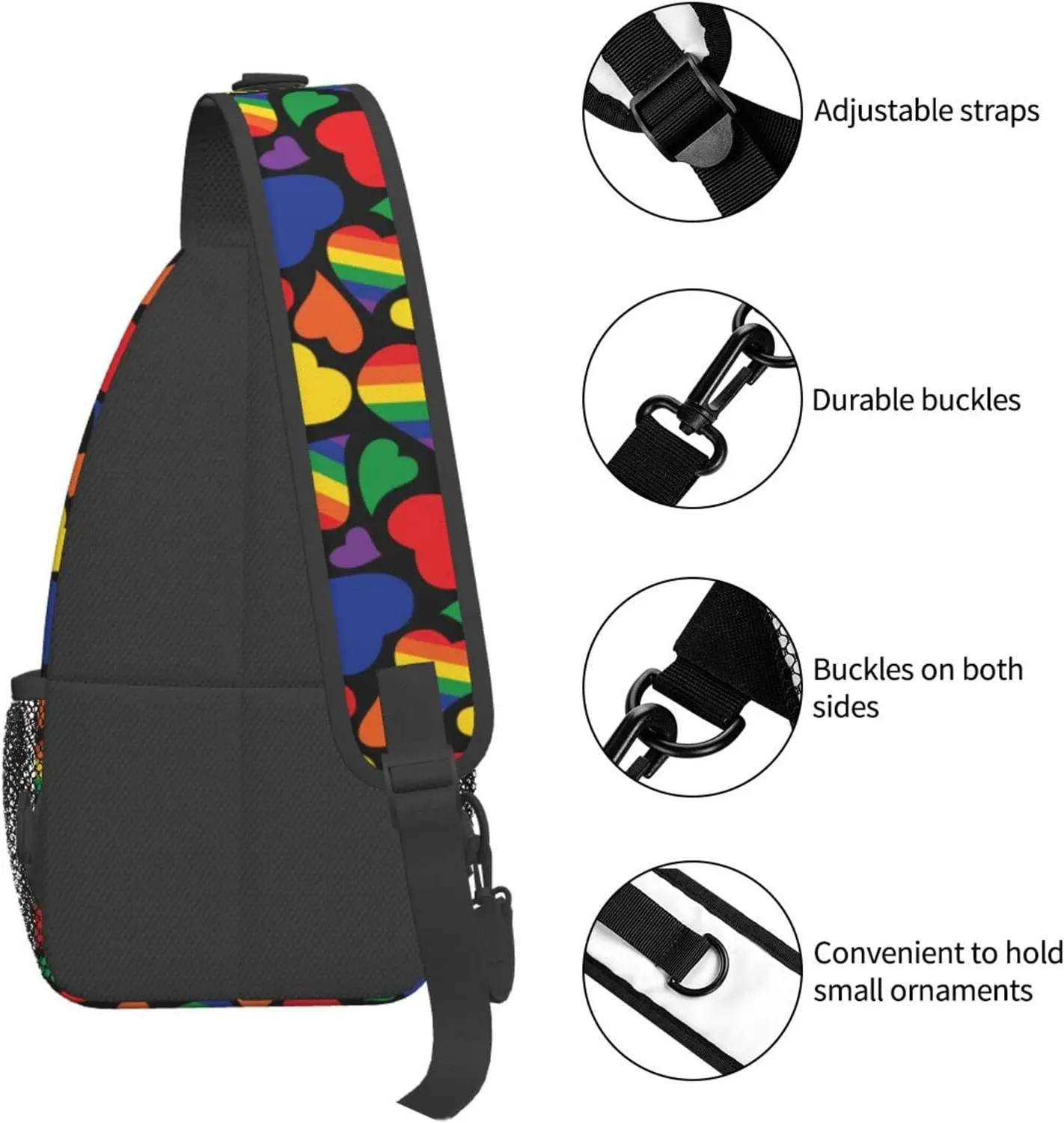 LGBT Gay Pride Sling Bag,Multipurpose Crossbody Backpack Shoulder Chest Bag for Women Men Travel Hiking Daypack