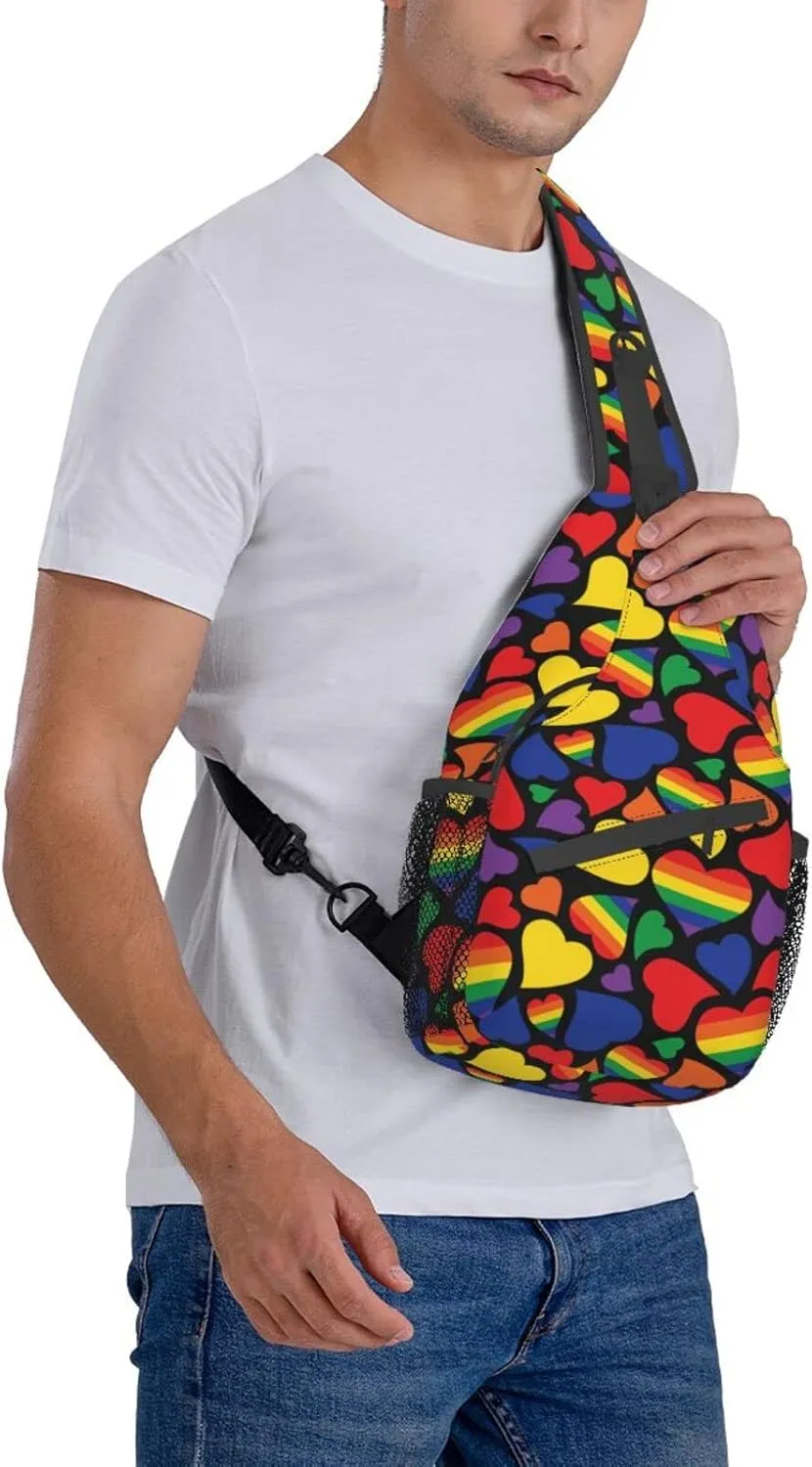 LGBT Gay Pride Sling Bag,Multipurpose Crossbody Backpack Shoulder Chest Bag for Women Men Travel Hiking Daypack