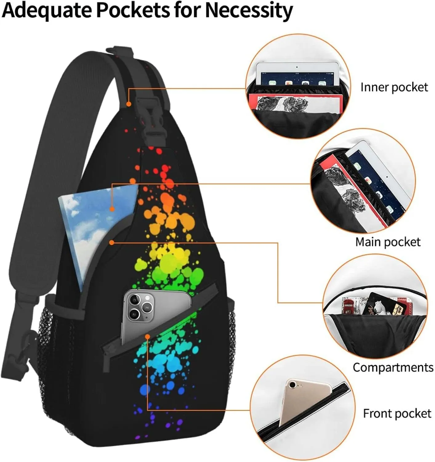 LGBT Pride Flag Sling Backpack,Casual Crossbody Shoulder Backpack Adjustable Sling Bag Chest Daypack for Men Women