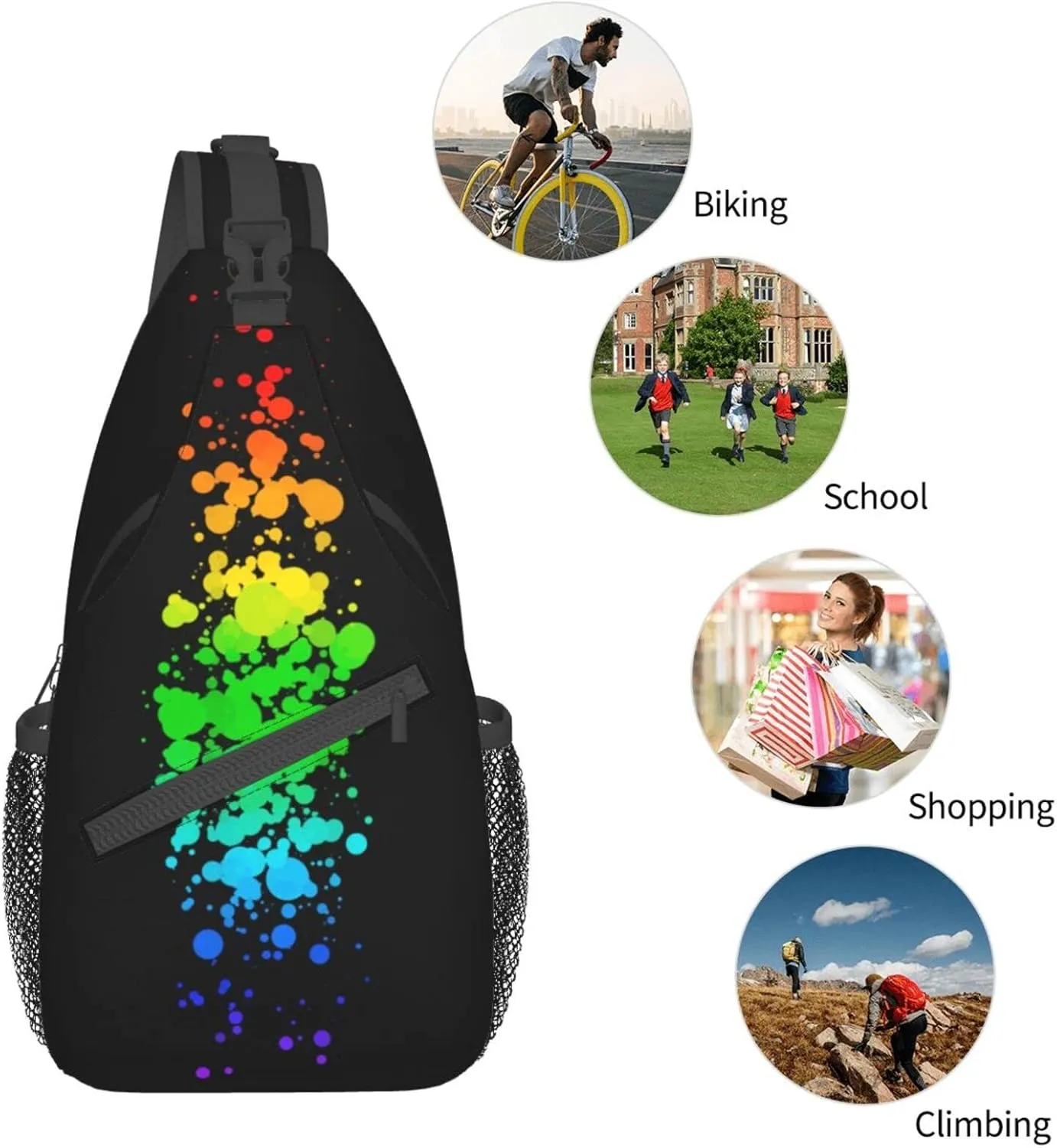 LGBT Pride Flag Sling Backpack,Casual Crossbody Shoulder Backpack Adjustable Sling Bag Chest Daypack for Men Women