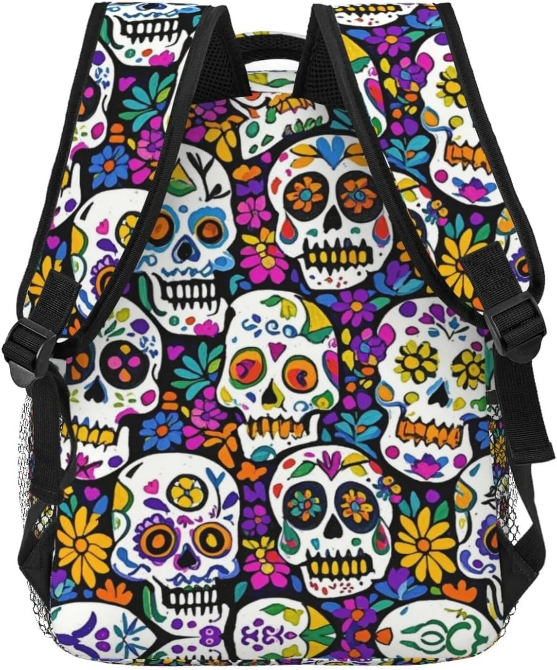 Lightweight Backpack for Gym Travel Bicycle - Big Capacity Multipurpose Anti-Theft Carry On Bag, Day Of The Dead Mexican Skull Floral Art Travel Hiking Bag & Day Pack