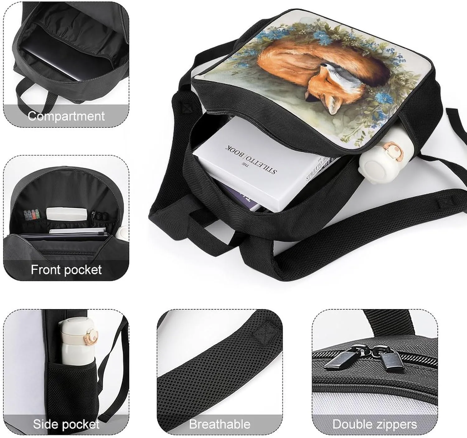 Lightweight Backpacks Cute Travel Bag Durable A Sleeping Creature Printing Small Travel Backpack For Women & Men