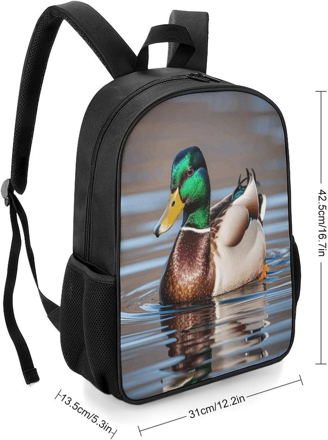 Lightweight Backpacks Cute Travel Bag Durable Anas Platyrhynchos Printing Small Travel Backpack For Women & Men