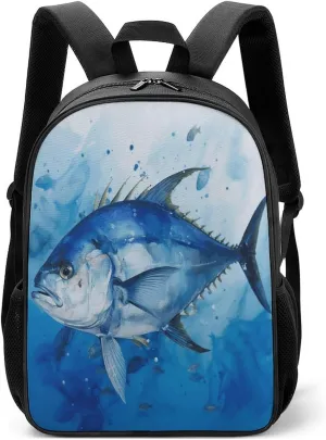 Lightweight Backpacks Cute Travel Bag Durable Blue Fish Printing Small Travel Backpack For Women & Men