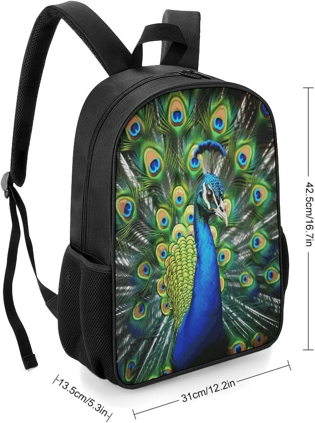 Lightweight Backpacks Cute Travel Bag Durable Blue Peacock Printing Small Travel Backpack For Women & Men