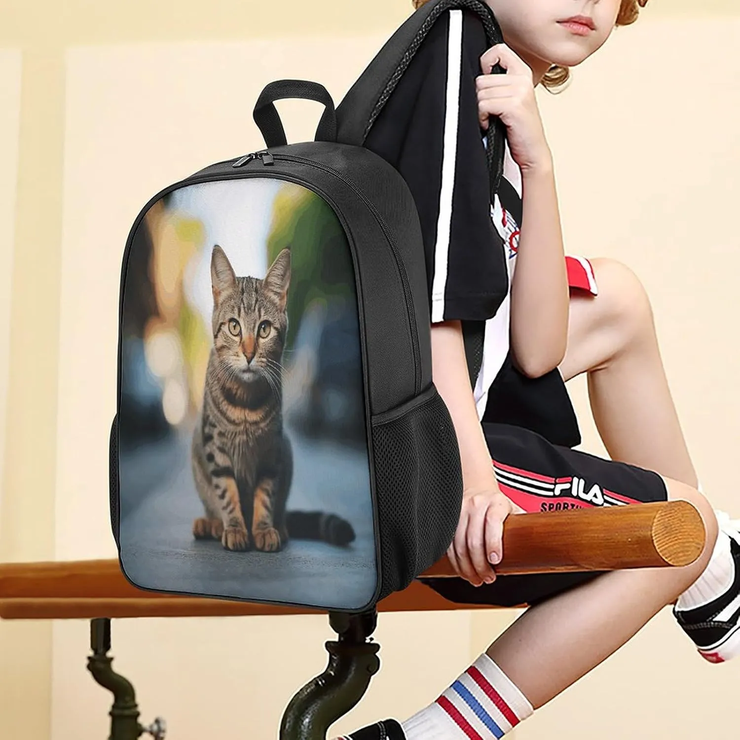 Lightweight Backpacks Cute Travel Bag Durable Brown Tabby Kitten Printing Small Travel Backpack For Women & Men