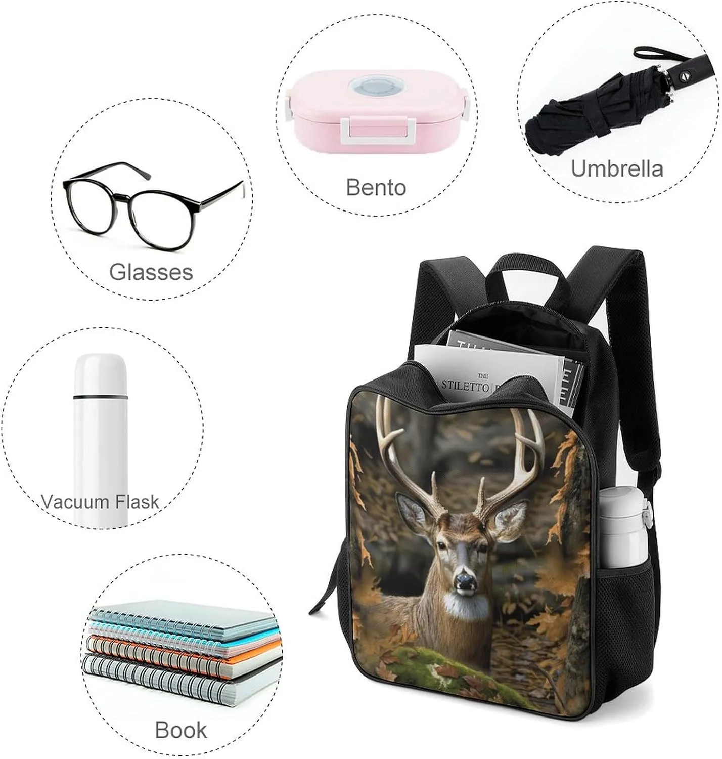 Lightweight Backpacks Cute Travel Bag Durable Camouflage Deer Printing Small Travel Backpack For Women & Men