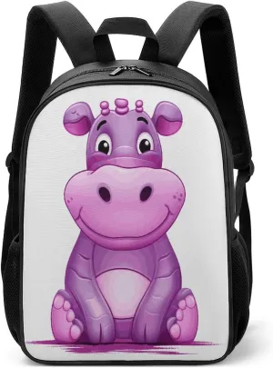 Lightweight Backpacks Cute Travel Bag Durable Cartoon Purple Hippo Printing Small Travel Backpack For Women & Men