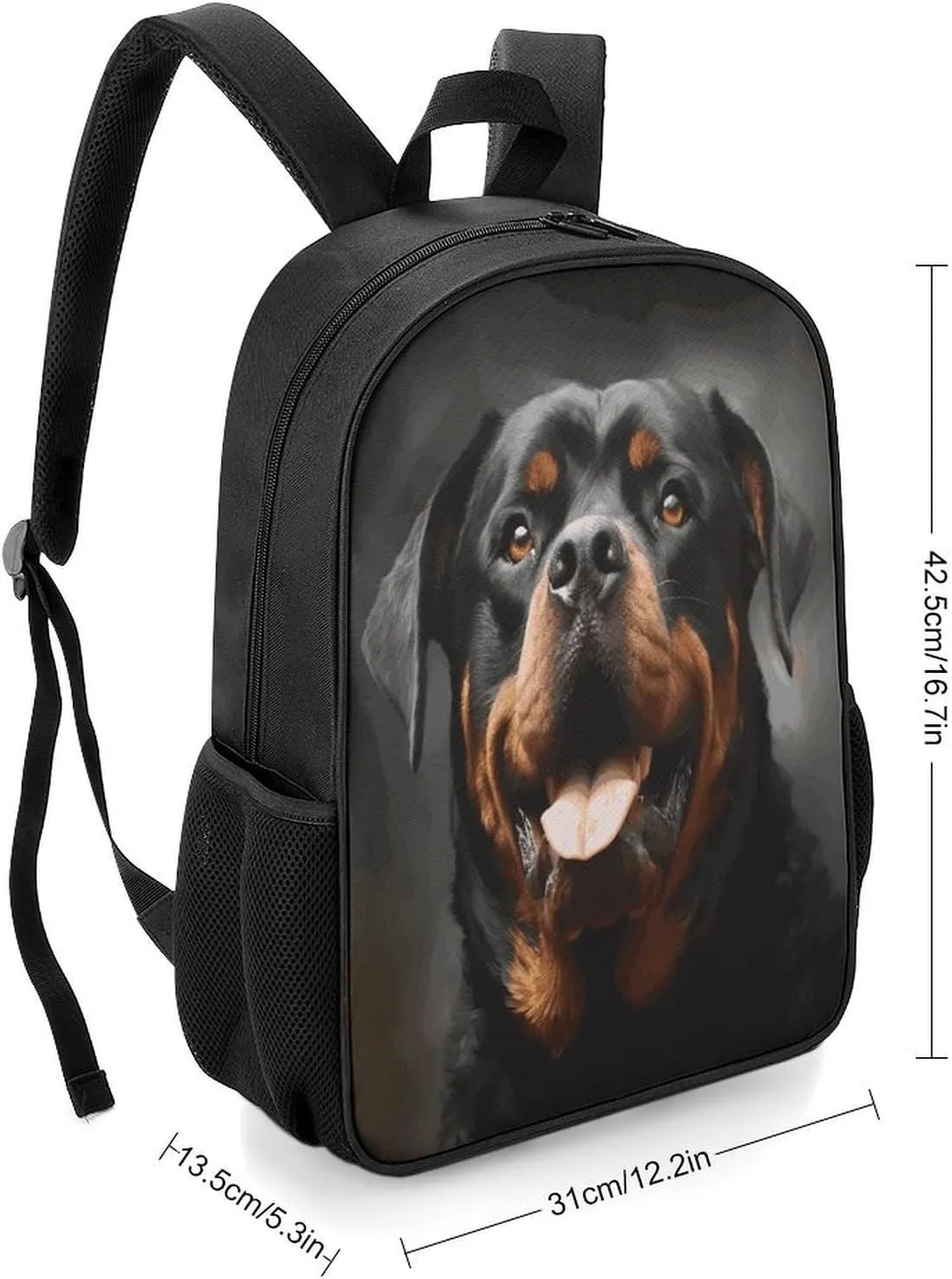 Lightweight Backpacks Cute Travel Bag Durable Cool Rottweiler Dog Art Printing Small Travel Backpack For Women & Men