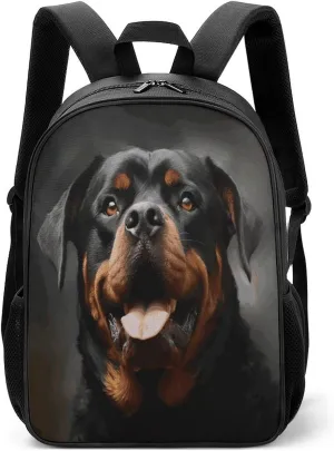 Lightweight Backpacks Cute Travel Bag Durable Cool Rottweiler Dog Art Printing Small Travel Backpack For Women & Men