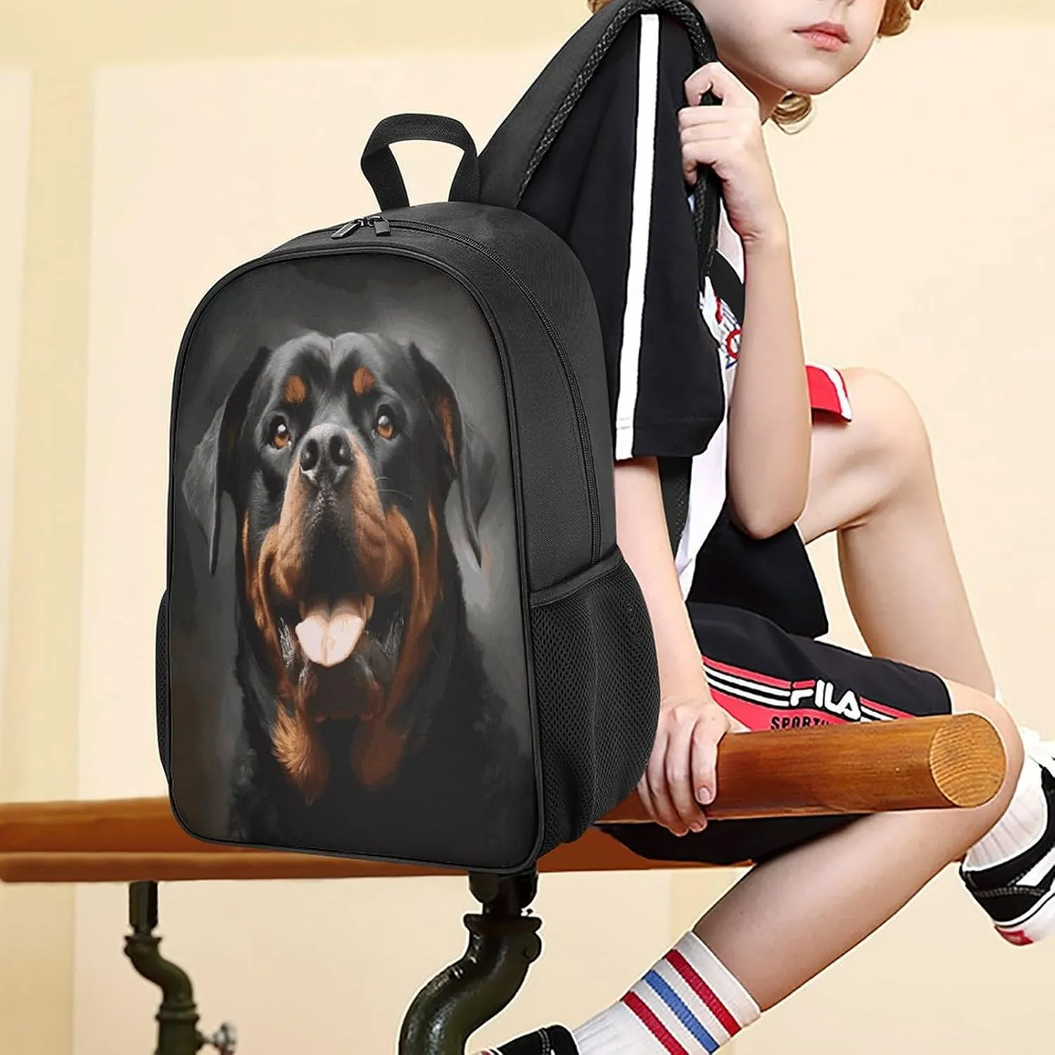 Lightweight Backpacks Cute Travel Bag Durable Cool Rottweiler Dog Art Printing Small Travel Backpack For Women & Men