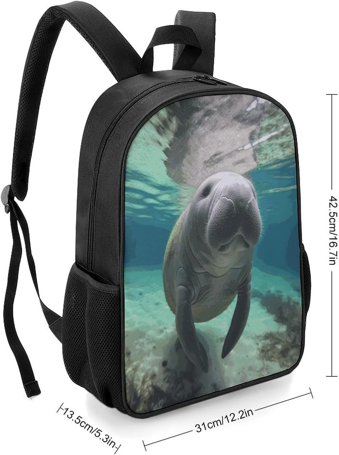 Lightweight Backpacks Cute Travel Bag Durable Cute Sea Animal Manatee Printing Small Travel Backpack For Women & Men