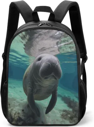 Lightweight Backpacks Cute Travel Bag Durable Cute Sea Animal Manatee Printing Small Travel Backpack For Women & Men
