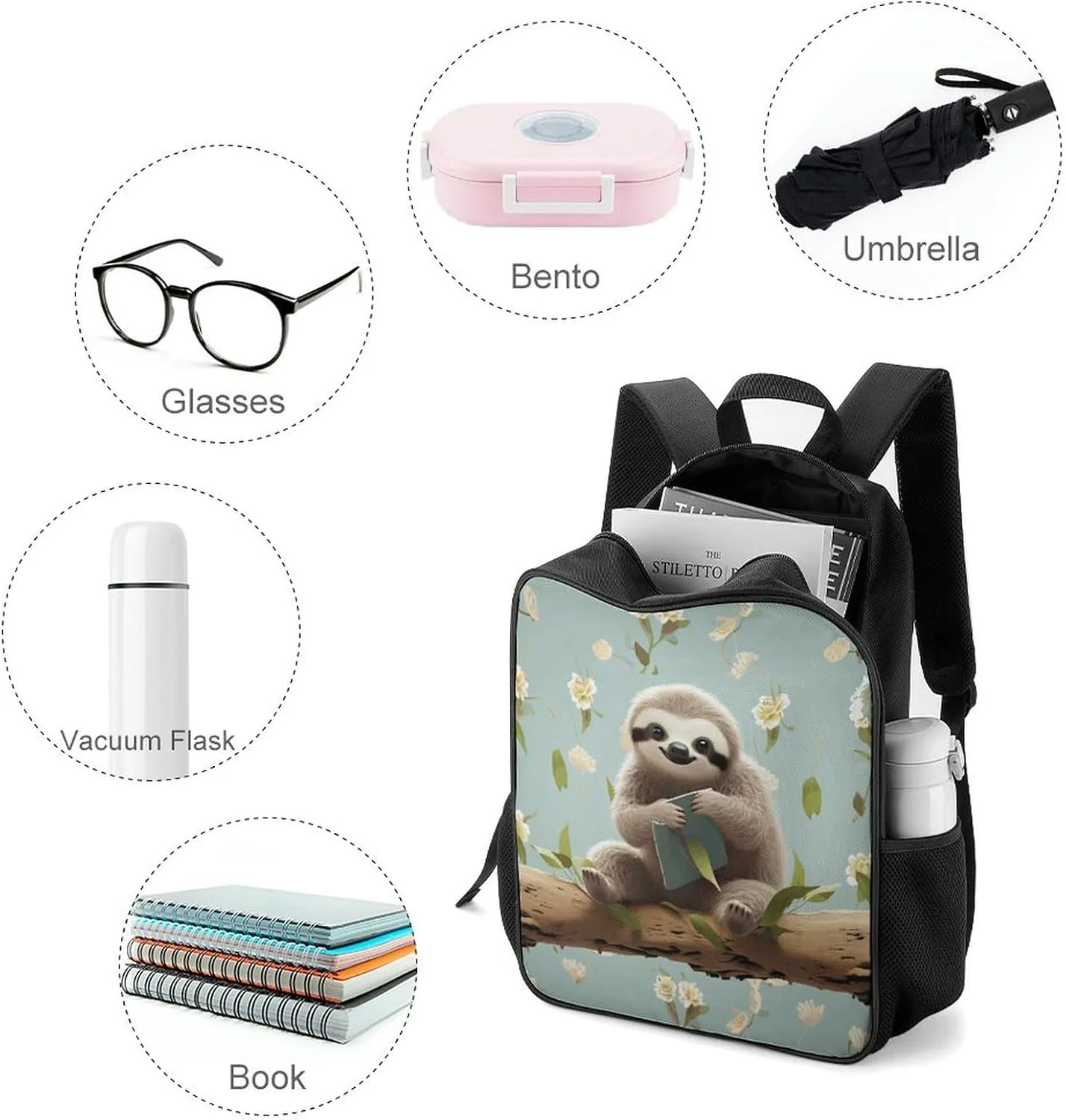 Lightweight Backpacks Cute Travel Bag Durable Cute Sloths Printing Small Travel Backpack For Women & Men