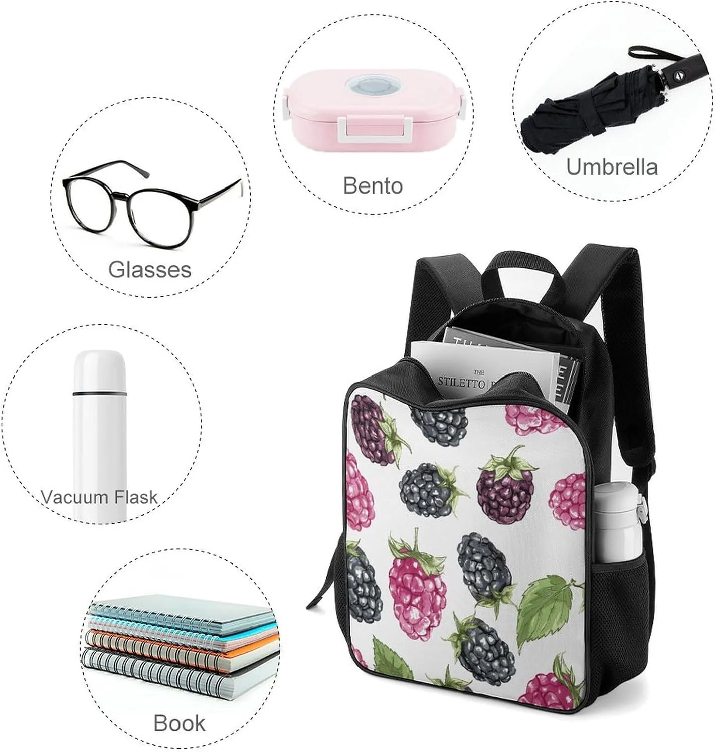 Lightweight Backpacks Cute Travel Bag Durable Fruit Pattern Printing Small Travel Backpack For Women & Men