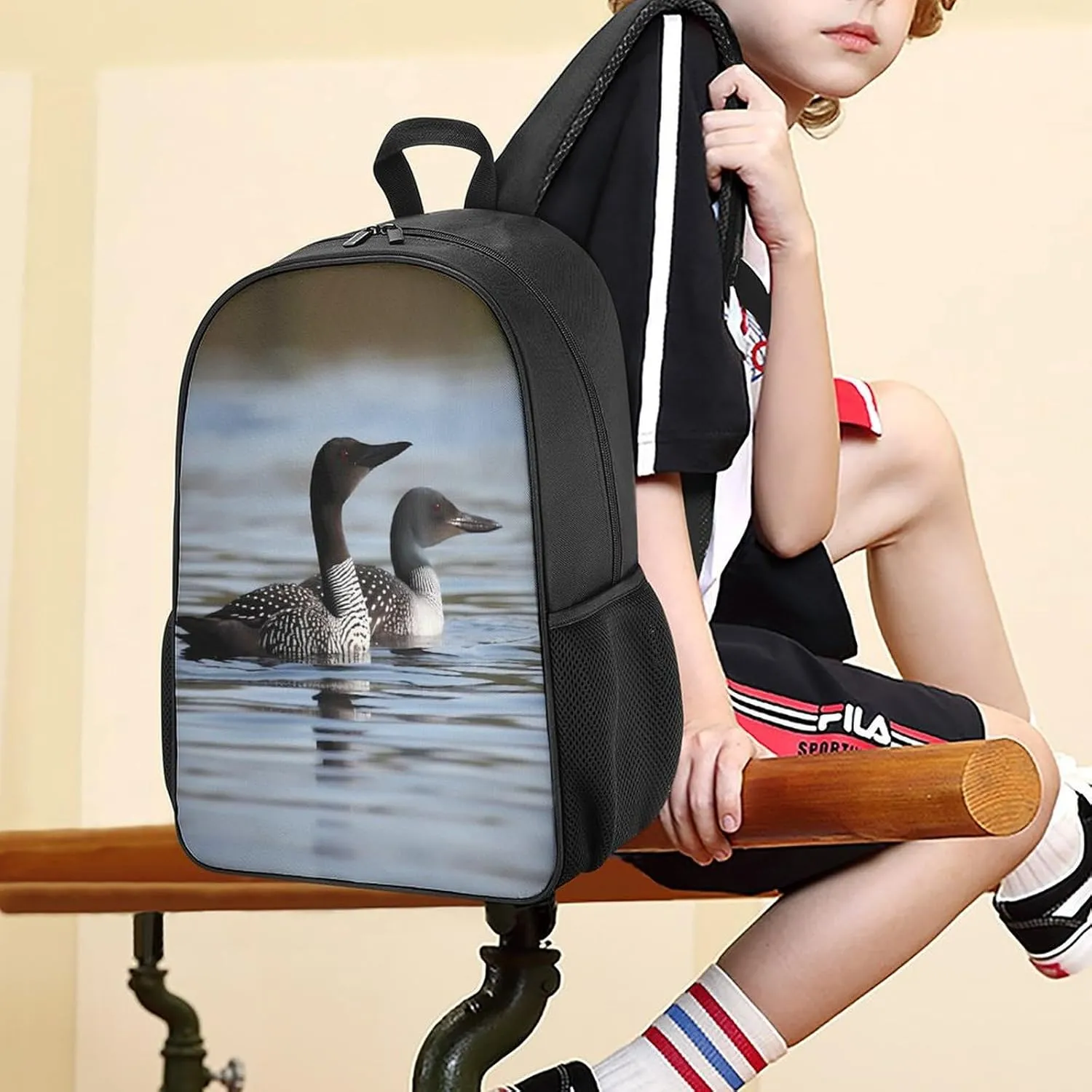 Lightweight Backpacks Cute Travel Bag Durable Loon Birds Printing Small Travel Backpack For Women & Men