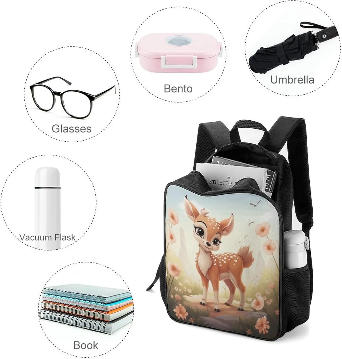 Lightweight Backpacks Cute Travel Bag Durable Lovely Deer Printing Small Travel Backpack For Women & Men