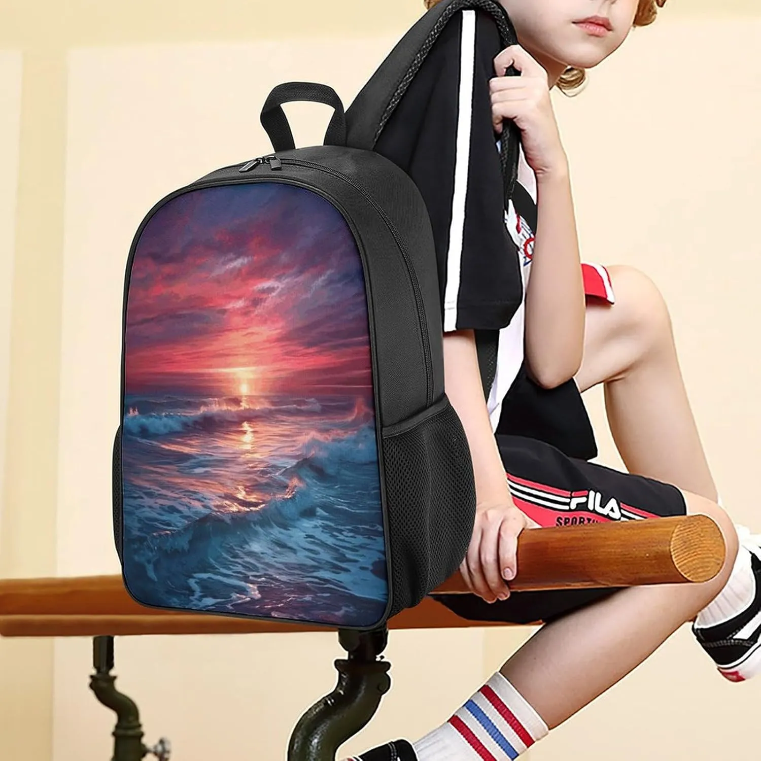 Lightweight Backpacks Cute Travel Bag Durable Ocean at Warm Printing Small Travel Backpack For Women & Men
