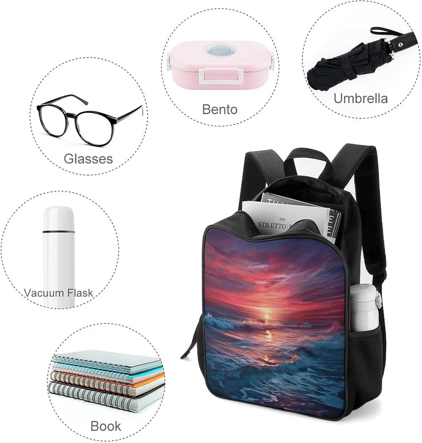 Lightweight Backpacks Cute Travel Bag Durable Ocean at Warm Printing Small Travel Backpack For Women & Men