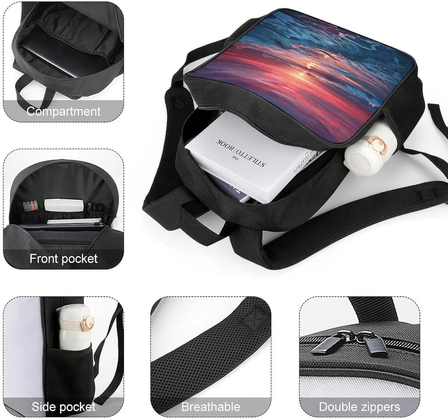 Lightweight Backpacks Cute Travel Bag Durable Ocean at Warm Printing Small Travel Backpack For Women & Men