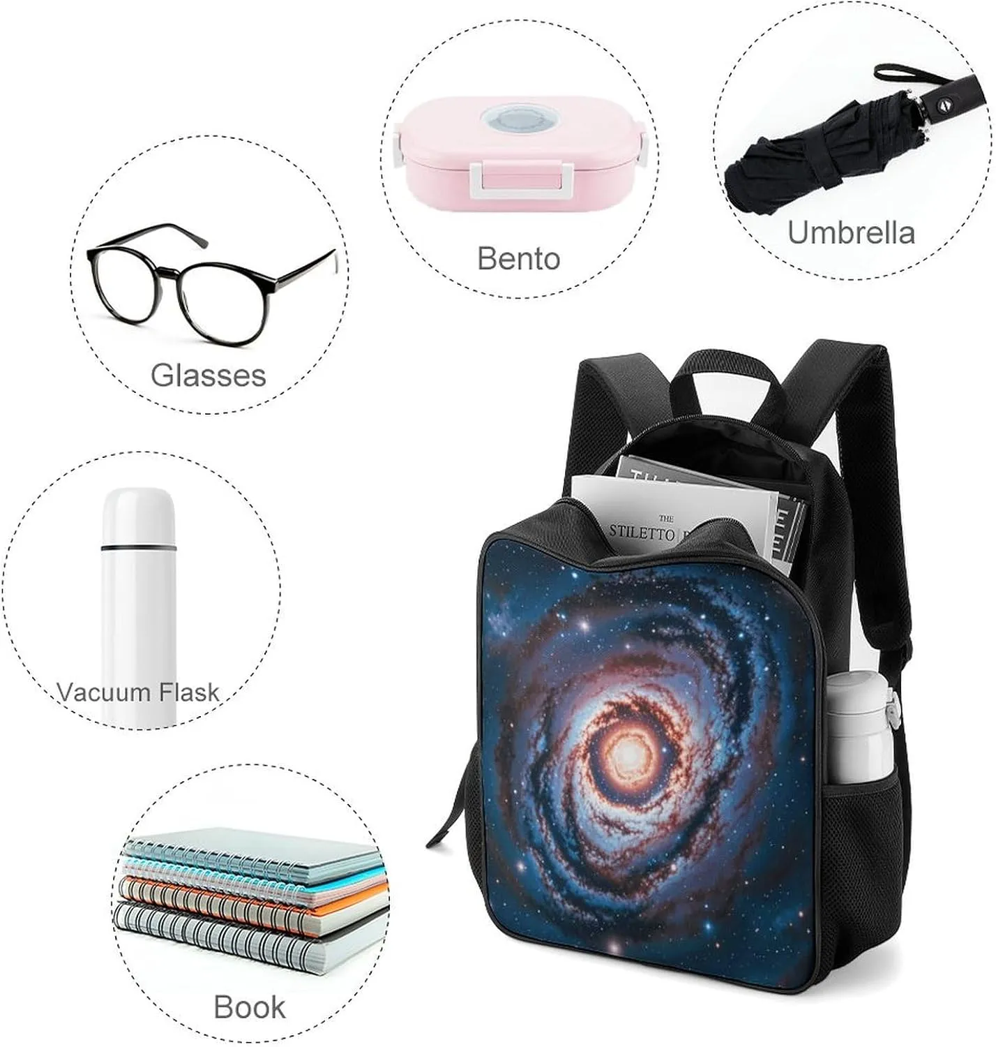 Lightweight Backpacks Cute Travel Bag Durable Planet Stars And Galaxy Printing Small Travel Backpack For Women & Men