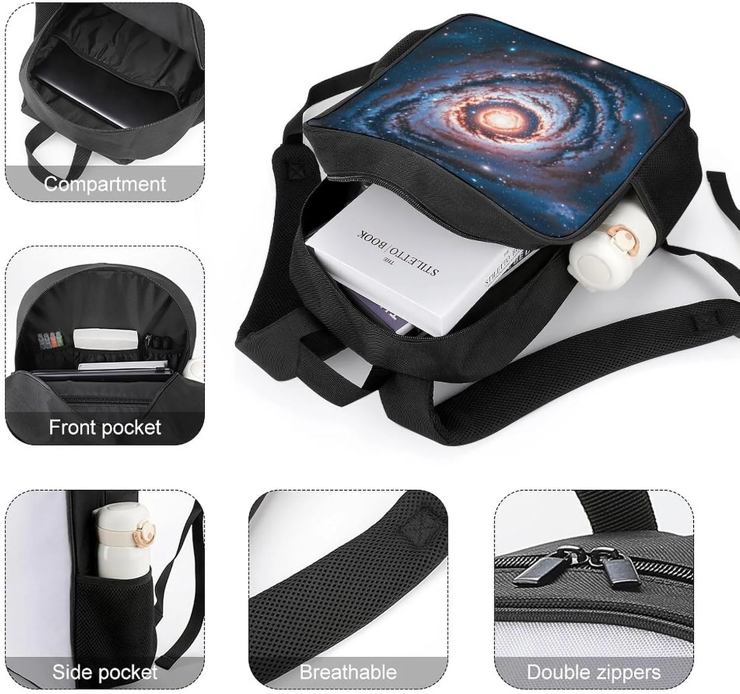 Lightweight Backpacks Cute Travel Bag Durable Planet Stars And Galaxy Printing Small Travel Backpack For Women & Men