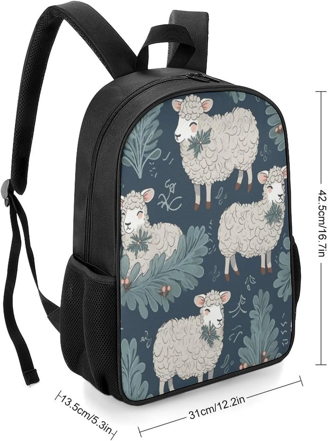 Lightweight Backpacks Cute Travel Bag Durable Sheep And Holly Tree Printing Small Travel Backpack For Women & Men