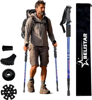Lightweight Collapsible Aluminium Hiking Trekking Poles with Anti-Shock, Adjustable Height, Carry Bag Ideal for Men & Women Outdoor Walking & Trekking
