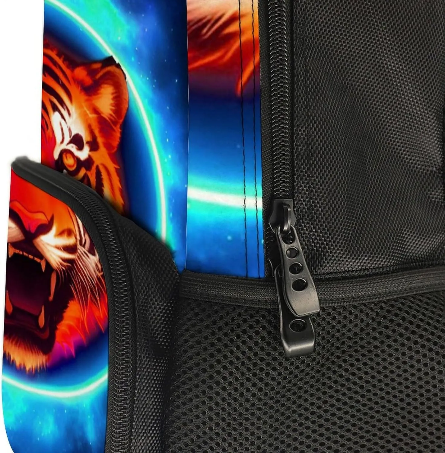 Lightweight Daypack Backpack for Sports Travel Running - Large Capacity Multipurpose Anti-Theft Bookbag, Space Tiger Psychedelic Blue Fire Art Laptop Backpack Daypack