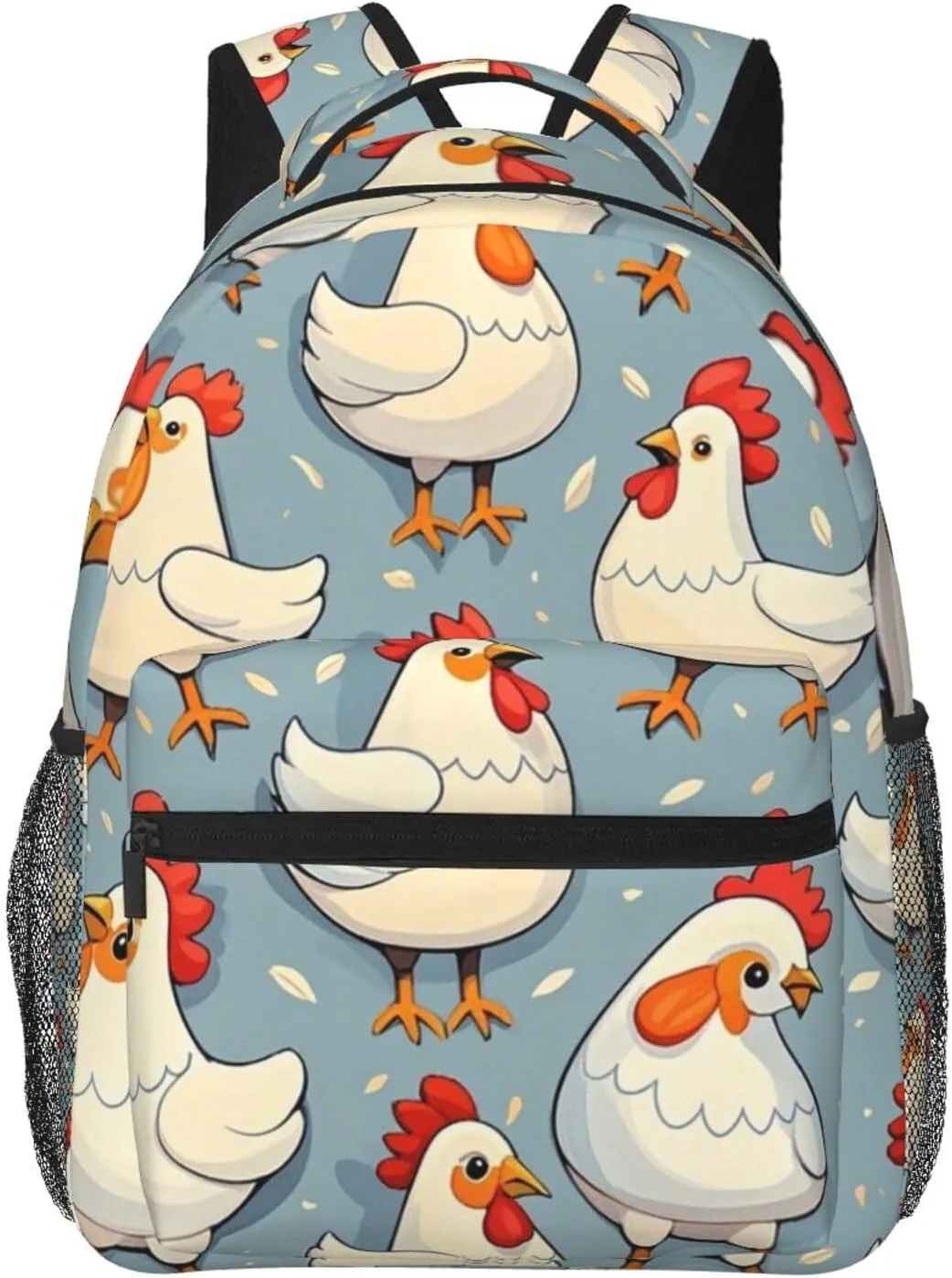Lightweight Daypack for Camping Business Walking Cycling - Large Capacity Anti-Theft Multipurpose Bookbag, White Chicken Rooster Art Gym Outdoor Hiking Backpack