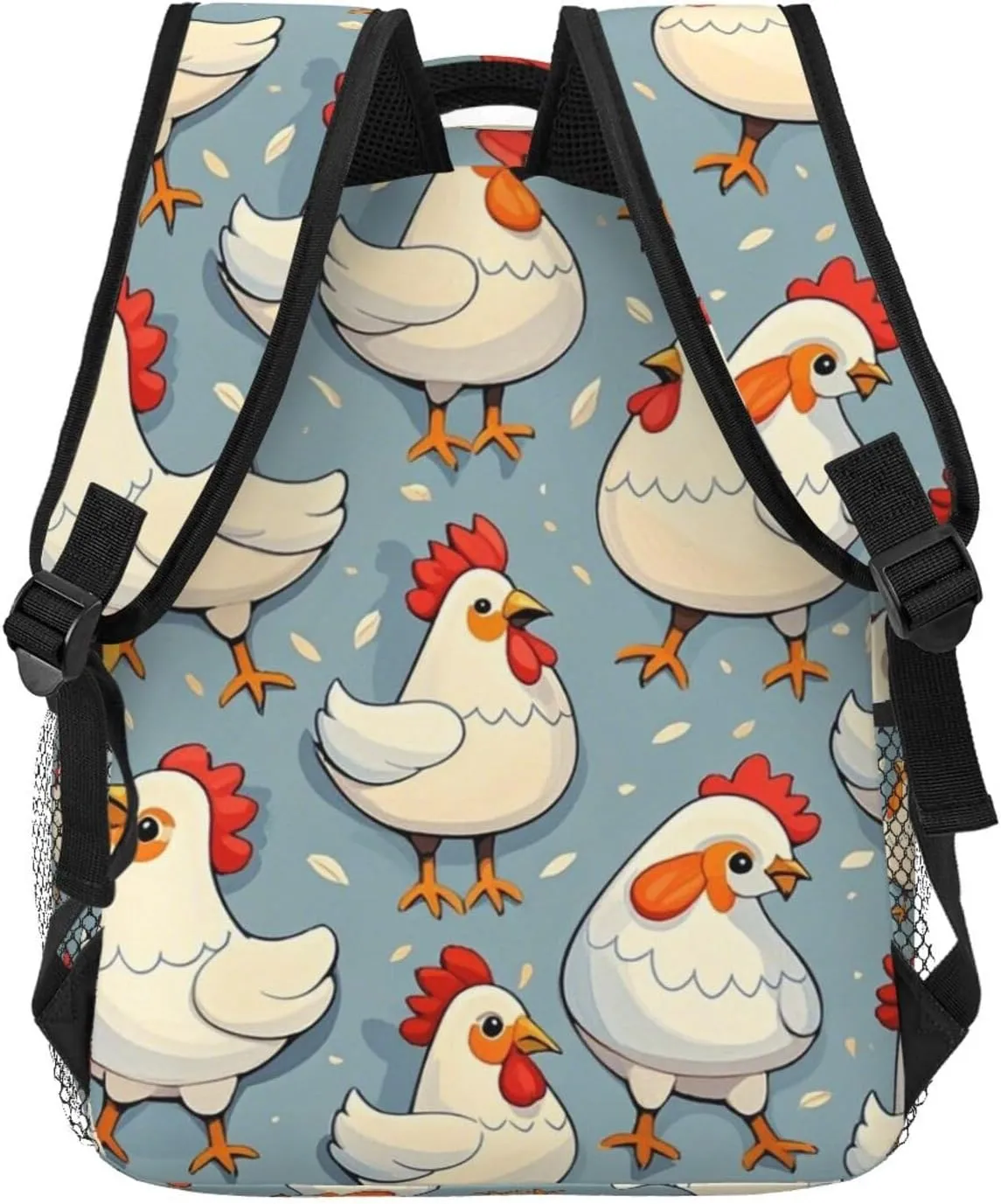 Lightweight Daypack for Camping Business Walking Cycling - Large Capacity Anti-Theft Multipurpose Bookbag, White Chicken Rooster Art Gym Outdoor Hiking Backpack