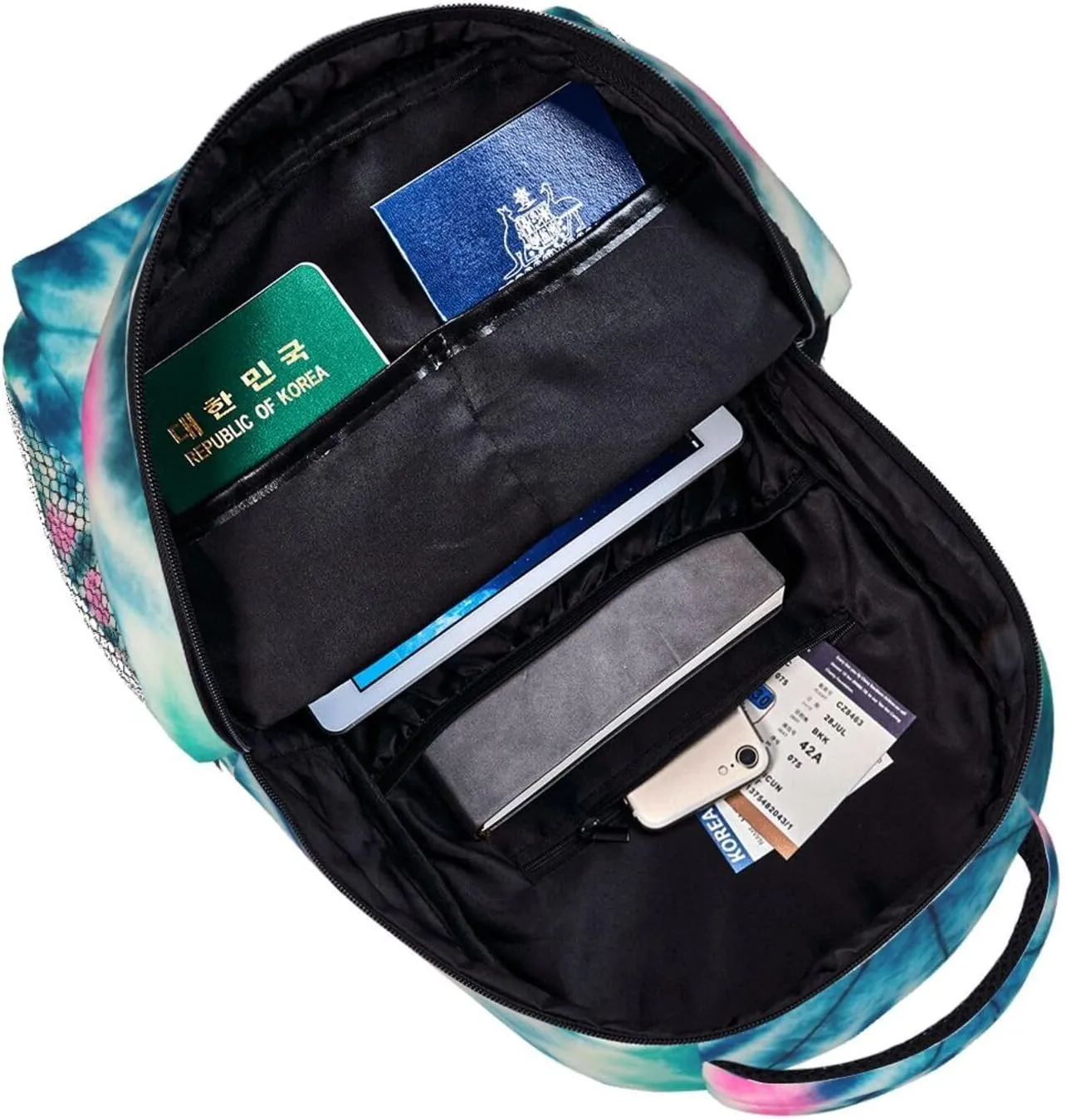 Lightweight Rucksacks for Camping Picnic Walking Cycling - Large Capacity Multipurpose Anti-Theft Carry On Bag, Tie Dye Art Travel Hiking & Camping Rucksack