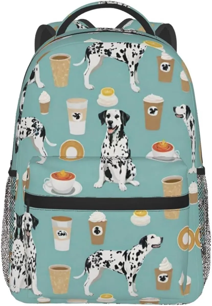 Lightweight Rucksacks for Climbing Outdoors Walking Cycling - Large Capacity Anti-Theft Multipurpose Carry On Bag, Dalmatians Cute Mint Coffee Dalmatian Dog Art Camping Outdoor Backpack