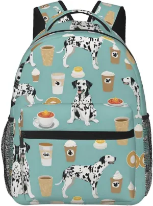 Lightweight Rucksacks for Climbing Outdoors Walking Cycling - Large Capacity Anti-Theft Multipurpose Carry On Bag, Dalmatians Cute Mint Coffee Dalmatian Dog Art Camping Outdoor Backpack