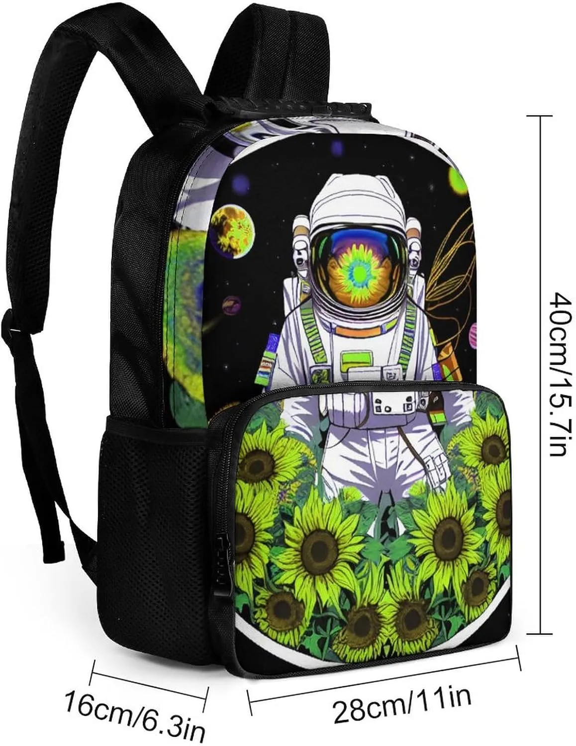 Lightweight Rucksacks for Climbing Outdoors Walking Cycling - Large Capacity Anti-Theft Multipurpose Carry On Bag, Psychedelic Space Astronaut Sunflower Snake Art Camping Outdoor Backpack