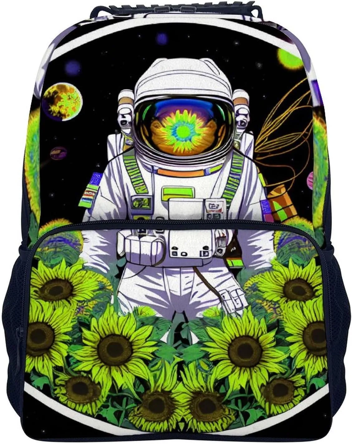 Lightweight Rucksacks for Climbing Outdoors Walking Cycling - Large Capacity Anti-Theft Multipurpose Carry On Bag, Psychedelic Space Astronaut Sunflower Snake Art Camping Outdoor Backpack