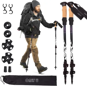 Lightweight Trekking Poles Collapsible Hiking Poles Aluminum Alloy 7075 Adjustable Height Walking Poles Secure Flip Locks Cork Grips Backpacking Survival 1 Pair Multiple Colors from Only U