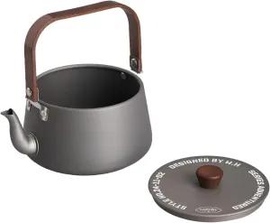 [lilaBelle]【Lightweight Camping Teapot】1.1L Aluminum oy Boiling Pot, Walnut Wood Handle Backpacking Kettle with Thermal Conductivity Design, ium Outdoor Essentials for Hikers (0.44lbs)