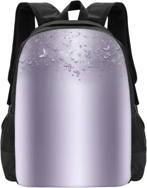 Lilac Shimmer Sparkle Flutter Butterfly Minimalist Large Backpack – 15”Laptop Backpack, Lightweight Travel & Work Bag With Ergonomic Straps