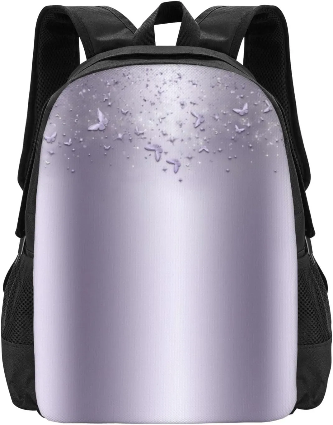 Lilac Shimmer Sparkle Flutter Butterfly Minimalist Large Backpack – 15”Laptop Backpack, Lightweight Travel & Work Bag With Ergonomic Straps