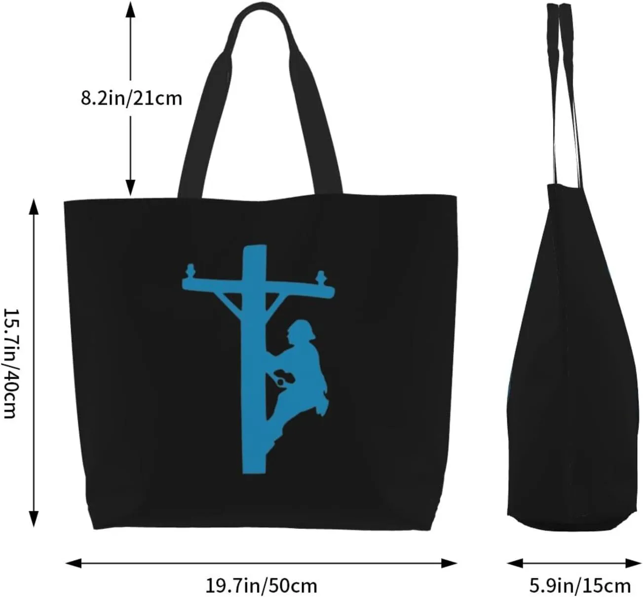 Lineman On A Pole Statue Women's Lightweight Canvas Handbag Waterproof Reusable Shopping Bag