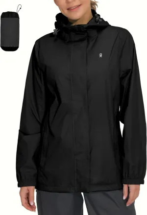 Little Donkey Andy Women's Packable Rain Jacket Waterproof Lightweight Rain Coat with Hood for Golf Cycling Hiking