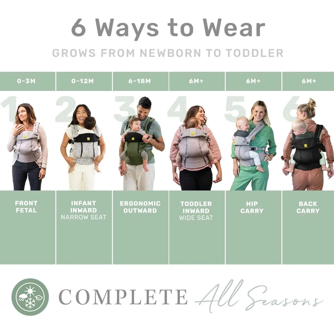 LÍLLÉbaby Complete 6-in-1 Ergonomic Baby Carrier Infant to Toddler with Lumbar Support (7-45 Pounds), 360 Degree Baby Wearing, Inward and Outward Facing (Speckled Succulent)