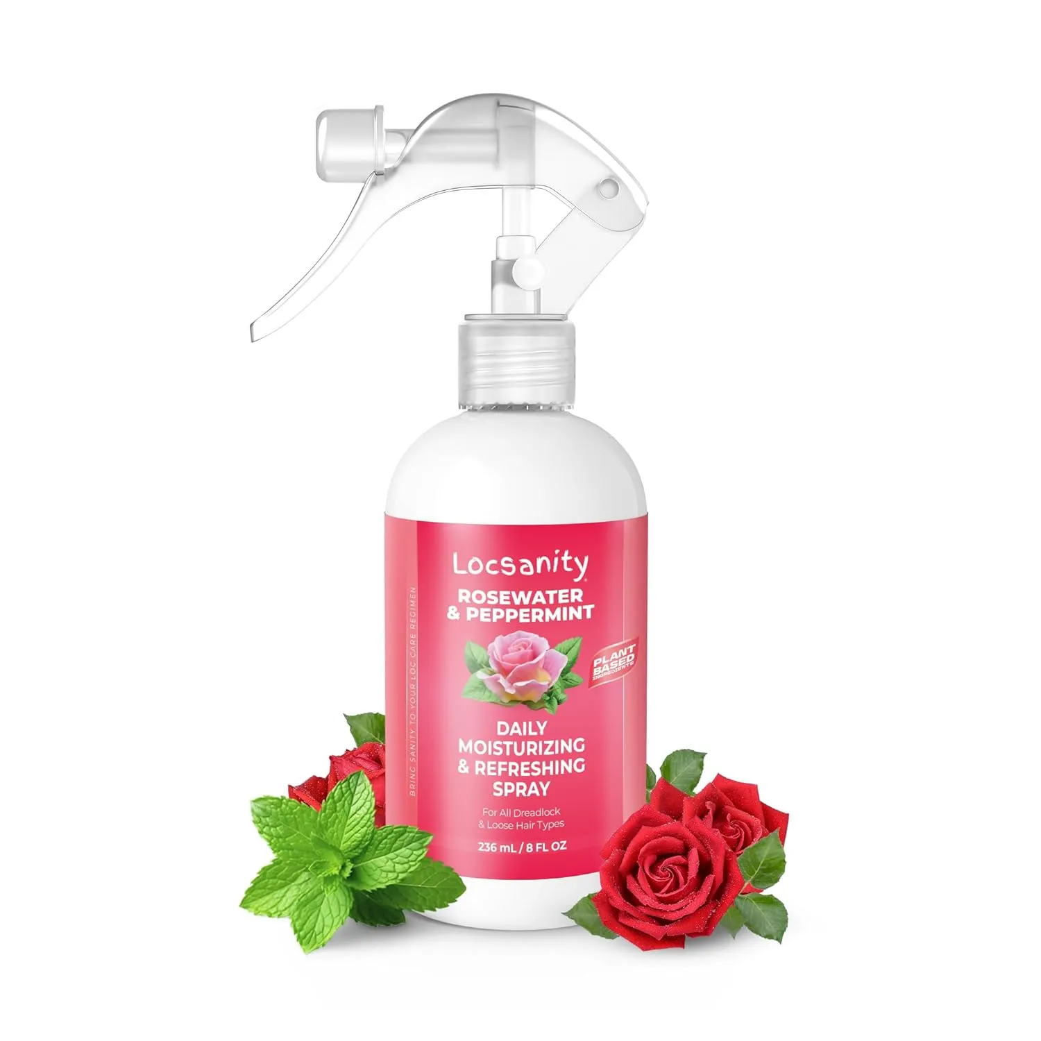 Locsanity Rosewater & Peppermint Daily Moisturizing Spray Dreadlock, Sisterlocks, Microlocks, Locs Fine Mist (8oz)