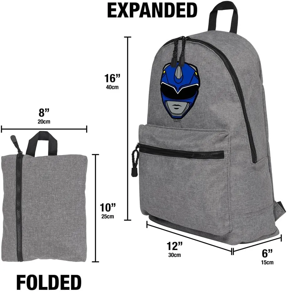 LOGOVISION Power Rangers Blue Ranger Helmet Lightweight Backpack for Work School Daily Use Packable for Travel