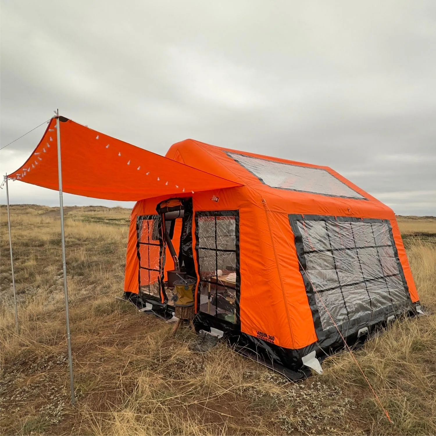 London 360 Discover Large Inflatable Tent for Camping – Waterproof & Wind-Resistant, 4-Season, Panoramic Roof & Windows, 8-10 Person, Easy Setup