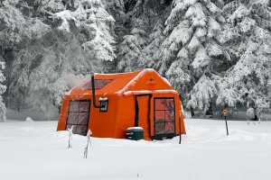 London Family Inflatable Tent - Luxury 8-10 Person Waterproof Camping Tent with Panoramic Windows, Sunroof, and Stove Jack for Winter and Summer Glamping