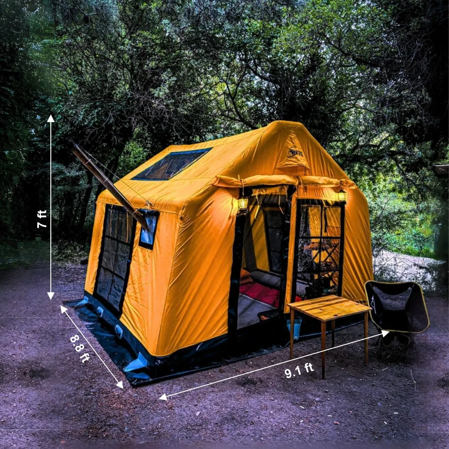 London Prestige, 4-Season Glamping Tent - 5-6 Person, Large Inflatable Camping Tent for Families, Stove Jack, Waterproof with UV Protection & Snowproof